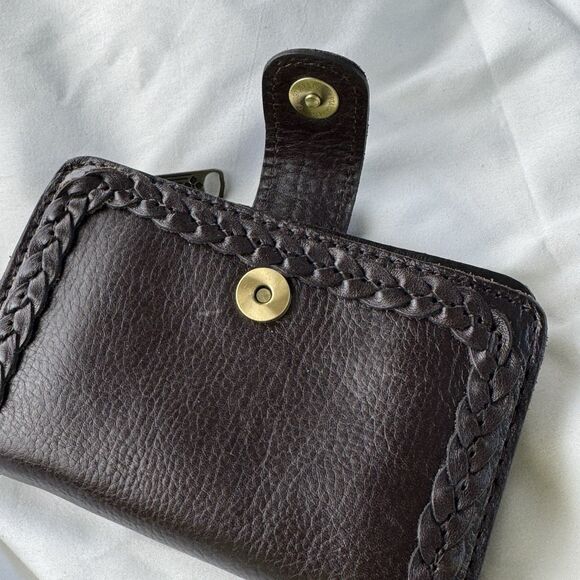 Patricia Nash Leather Womens Wallet Brown 5x3 Zipper & Snap Multi Compartment - Picture 5 of 8